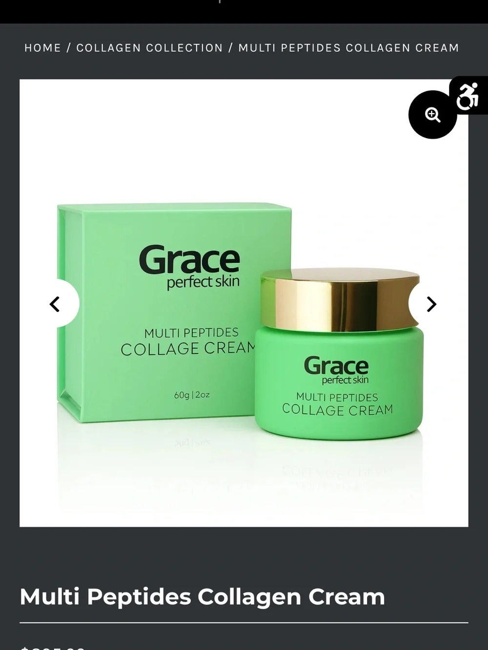 Grace Multi Peptides Collagen Cream - Mint Green with Gold Lid